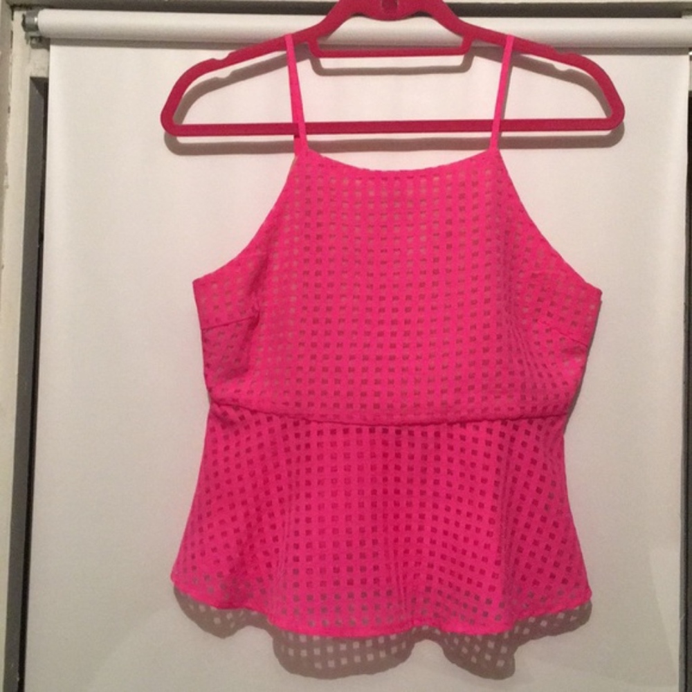 Vibrant Pink GB Peplum Tank Top
